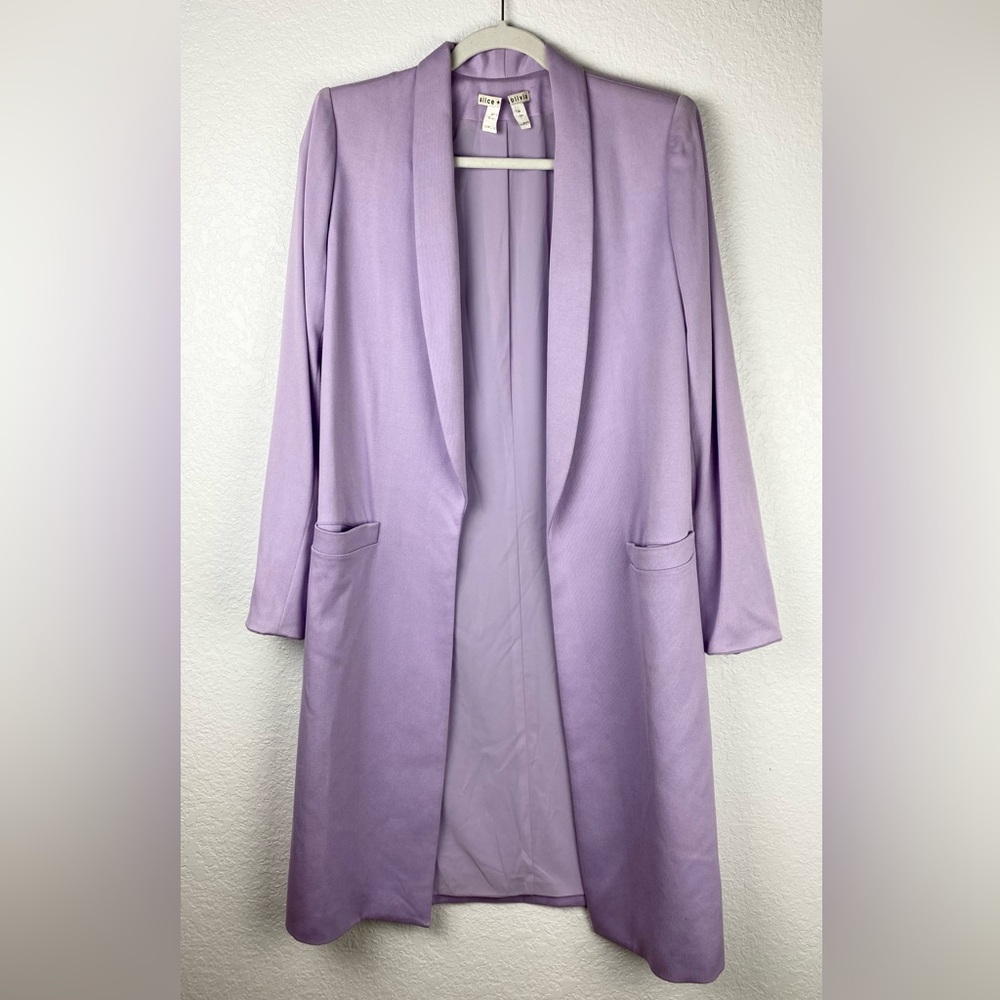ALICE + OLIVIA Kylie Long Easy Shawl Collar Jacket - Picture 4 of 16